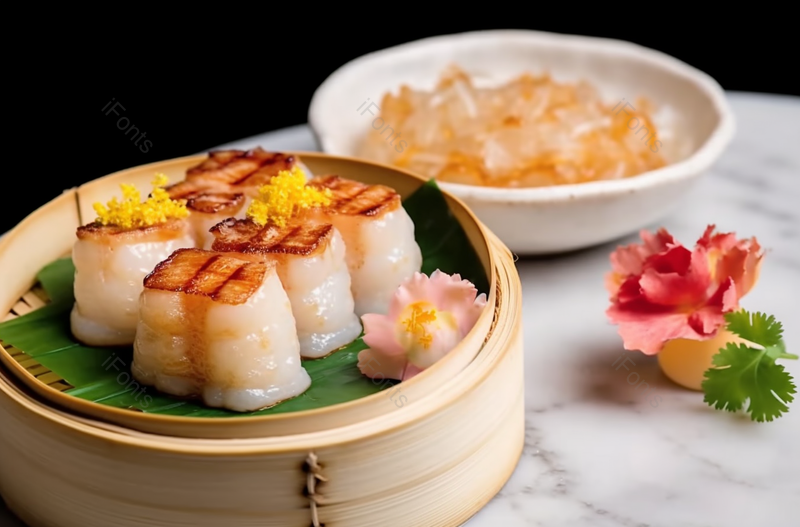 广式烧麦萝卜糕粤式早茶小吃点心,高清,摄影图,摄影图片,图片大全,摄影图免费下载